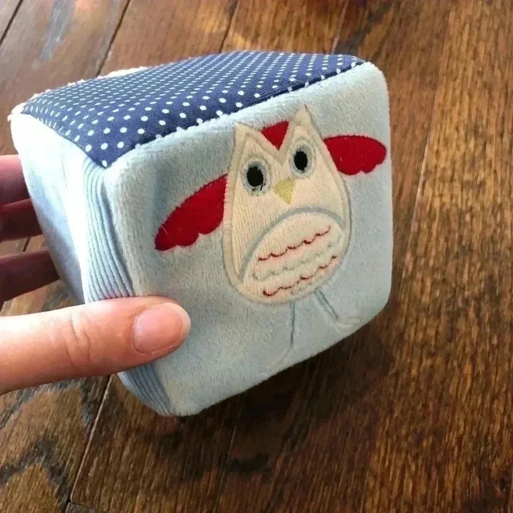 Pottery Barn Kids Farm Animal Plush Rattle Blocks Set - EUC